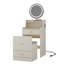 Ensemble de coiffeuse 3 en 1 avec miroir et lumière, petit ensemble de coiffeuse avec station de recharge, 2 tiroirs et espace de rangement ouvert, avec tabouret rembourré, bureau de coiffeuse compact