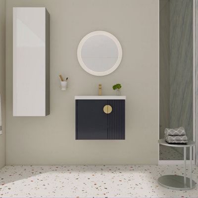 Meuble-lavabo 24 po avec lavabo, pour petite salle de bain, meuble-lavabo avec porte à fermeture en douceur