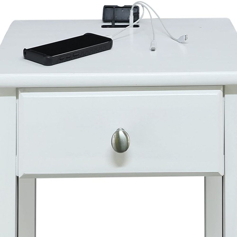 17.5'' W Solid Wood Nightstand, White