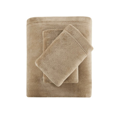 Twin Sheet Taupe - 100% For A Cozy Bedding Solution, Brushed Both Sides, Comes With Flat, Fitted Sheets And Pillowcase, Elasticized 16" Mattresses, Compliant 3 Pcs In Color , Soft Velvet On Contains