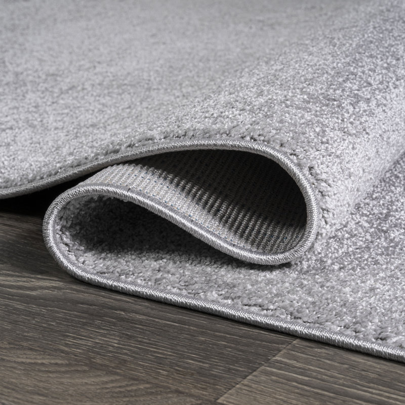 Asaiah Solid Low-Pile Light Gray Rug, Runner 2' x 10'