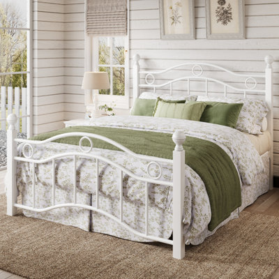 Heavy Duty Metal Bed Frame with Elegant Arched Headboard, Classic Style
