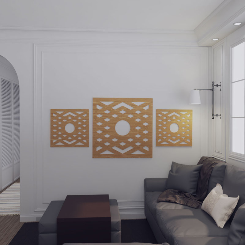 Médaillon de plafond 22 "x 22" x P 5 3/4 "x P 3/8", Chêne rouge, H 20 po x l 20 po x P 0,38 po