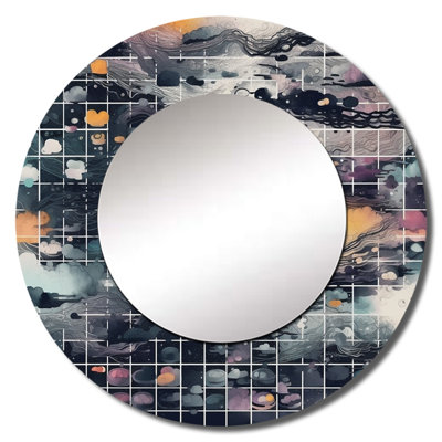 Phillps Blue And Orange Vibrant Paradoxes III - Abstract Unique Wall Mirror, Modern Round Mirror, Printed Metal Art