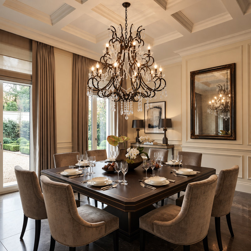 Tomball 10 - Light 33"W Dimmable Traditional Classic Chandelier with Crystal & Metal Frame for Living Room or Dining Room