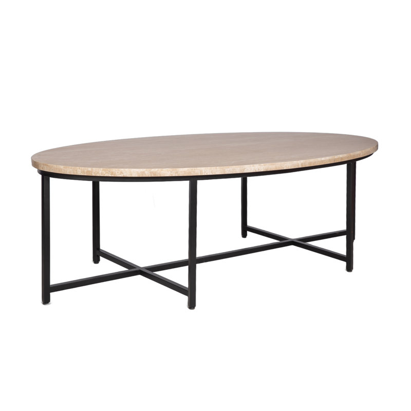 Table basse Marble, Dos plat, H 18,5 po x L 48 po x l 26 po, Travertin léger