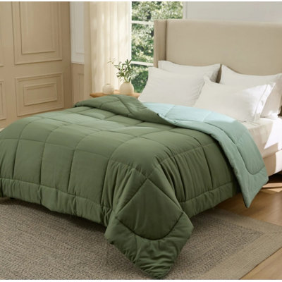Bedsure Twin Color Block Quilted Duvet Insert – Green & Light Green, Down Alternative, All-Season