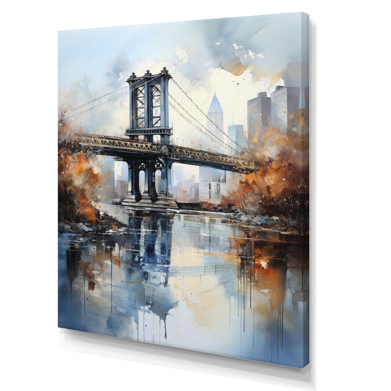 «Ottava Grey Bridge Urban Reflections II», reproduction sur toile, H 32 po x l 24 po x P 1 po, Toile tendue
