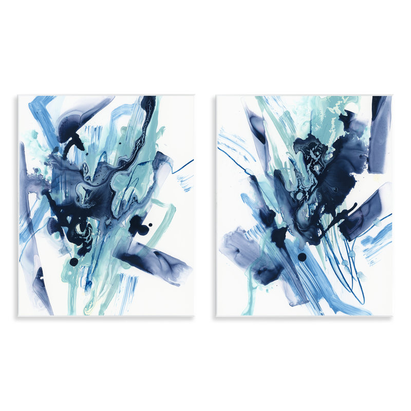"Abstract Blue Splash", ensemble de 2 plaques murales par June Erica Vess