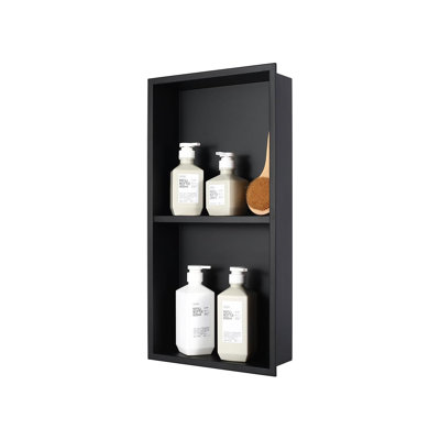 Rangement de salle de bain encastré en acier inoxydable noir 24 po x 12 po