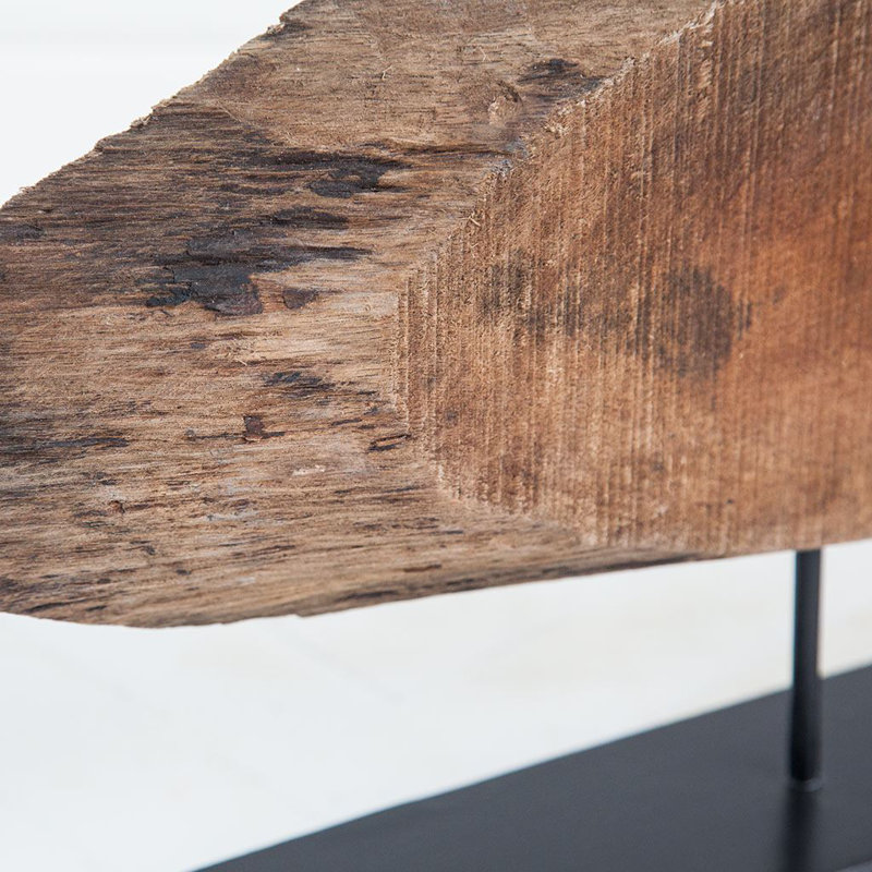 Swifton 15" Brown and Black Wood and Metal Modern Abstract Tabletop Sculpture