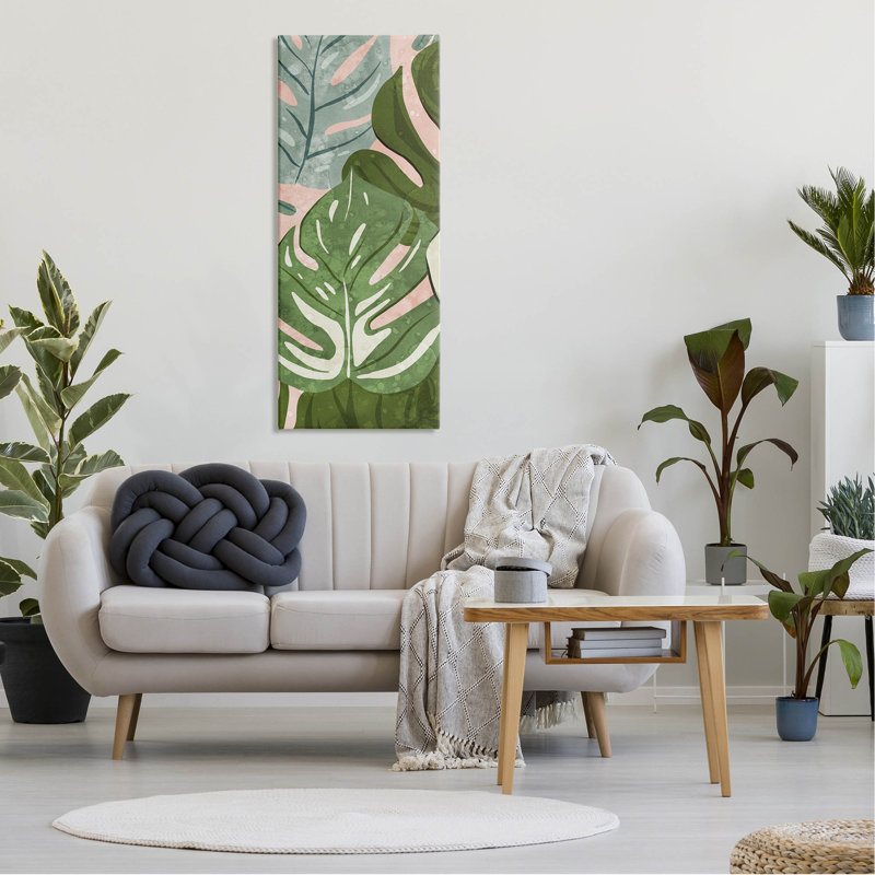 "Varied Monstera Leaf", art mural sur toile par Ziwei Li, L 20 po x H 48 po x P 1,5 po, Toile tendue