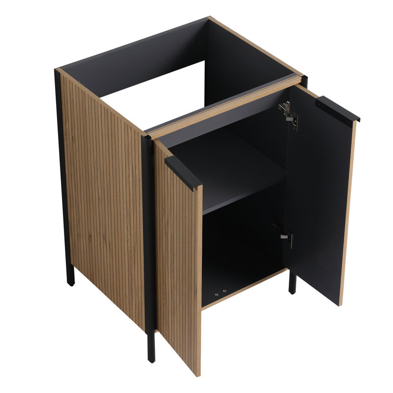 Meuble-lavabo de salle de bain 24 po - Contreplaqué café, Café autoportant à surface d'eau, Contreplaqué avec conception efficace