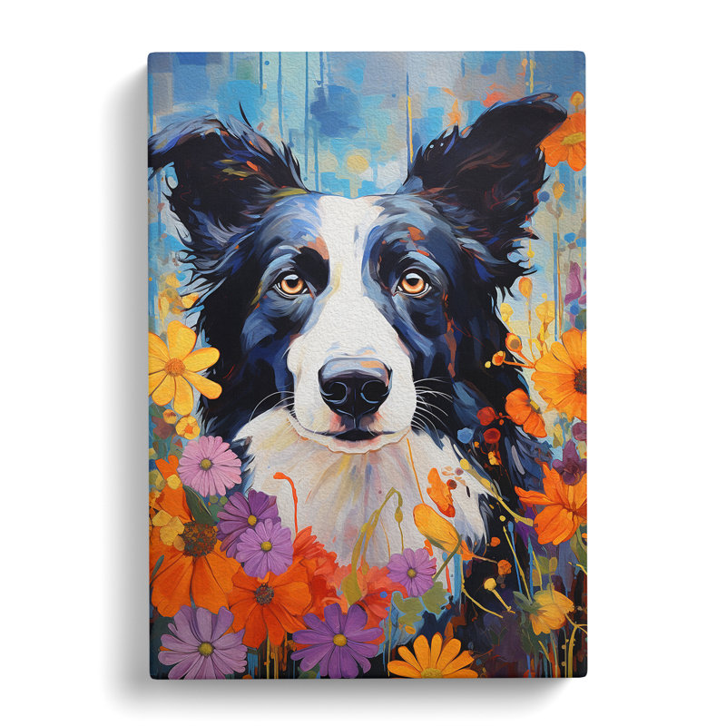 Border Collie Expressionism No.2 - Wrapped Canvas, 50cm H x 35cm W x 3cm D