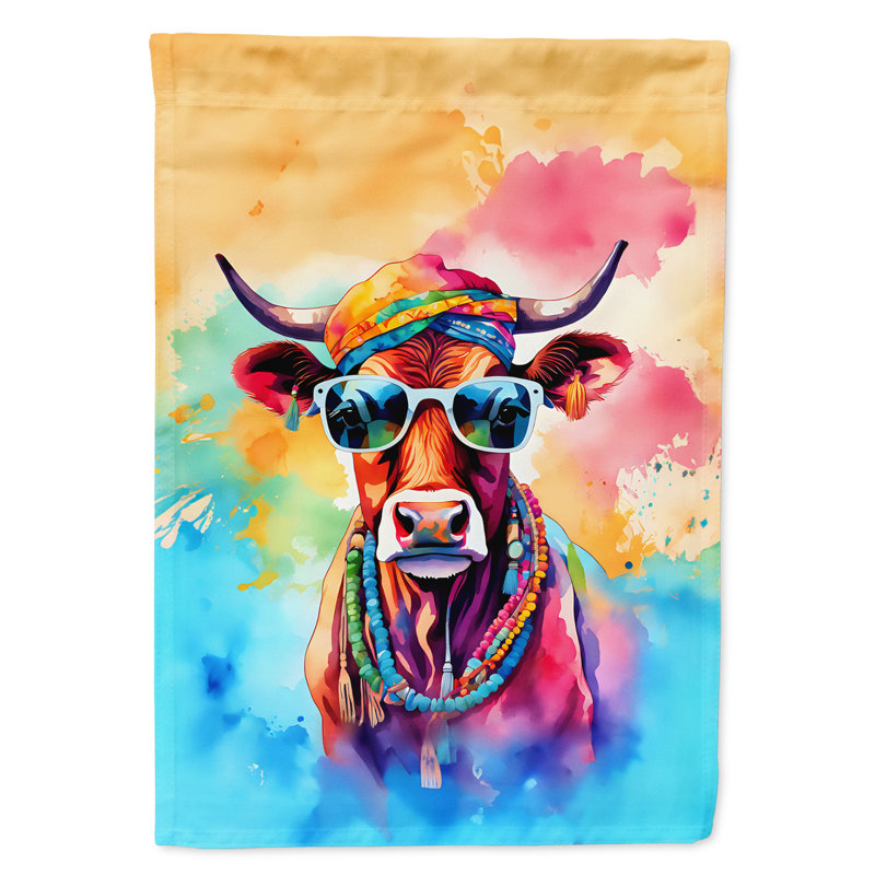 Drapeau de jardin de vache hippie