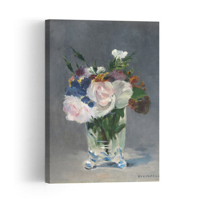 Flowers In A Crystal Vase, C.1882 Impressionist Abstract Contemporary Rose Flower Wall Art Print