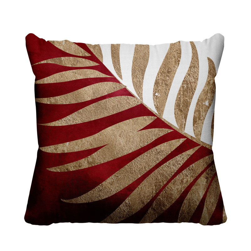 Floral Outdoor Reversible Throw Pillow, 15W" x 15H", Red/Gold/White
