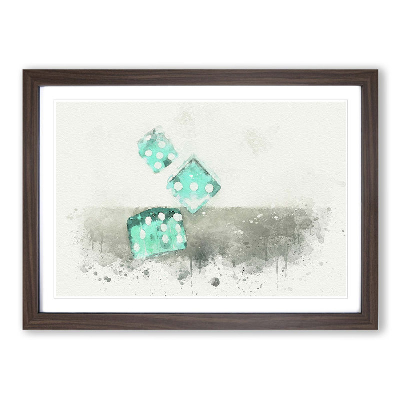 Roll of the Dice in Abstract - Picture Frame Graphic Art Print, Walnut, 60cm H x 91cm W x 2cm D