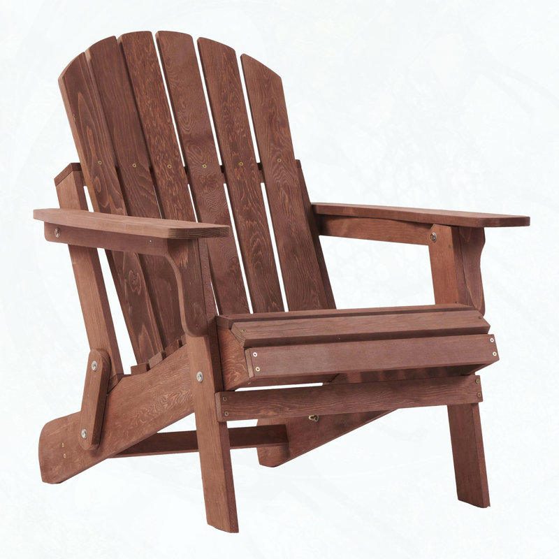 Chaise Adirondack surdimensionnée pliante en bois (dossier et siège pré-assemblés), Café