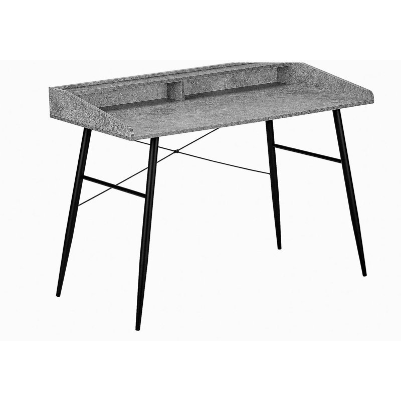 Bureau d'ordinateur, bureau personnel, ordinateur portable, tablettes de rangement, bureau, stratifié gris pierre, métal noir, contemporain, moderne