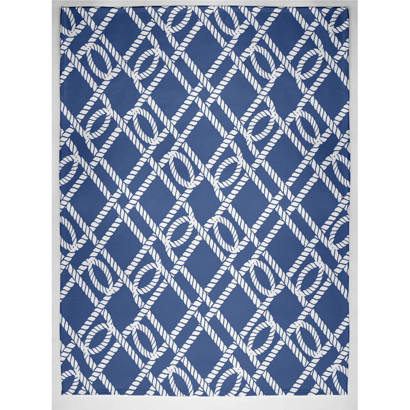 Jeté à motif géométrique Nautical Nights, L 60 po x l 50 po x P 0,5 po, Bleu