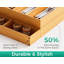 Lot de 2 boîtes de rangement empilables en bambou long pour tiroir de cuisine, 43 x 15 cm, plateau en bois pour couverts et argenterie, bac de rangement pour tiroir à bazar, salle de bain et camping-car.
