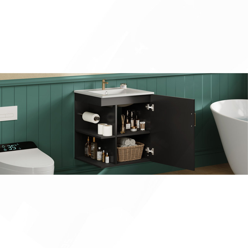 Armoire de salle de bain murale 20 "avec armoire latérale, armoire de salle de bain avec porte à fermeture douce, lavabo