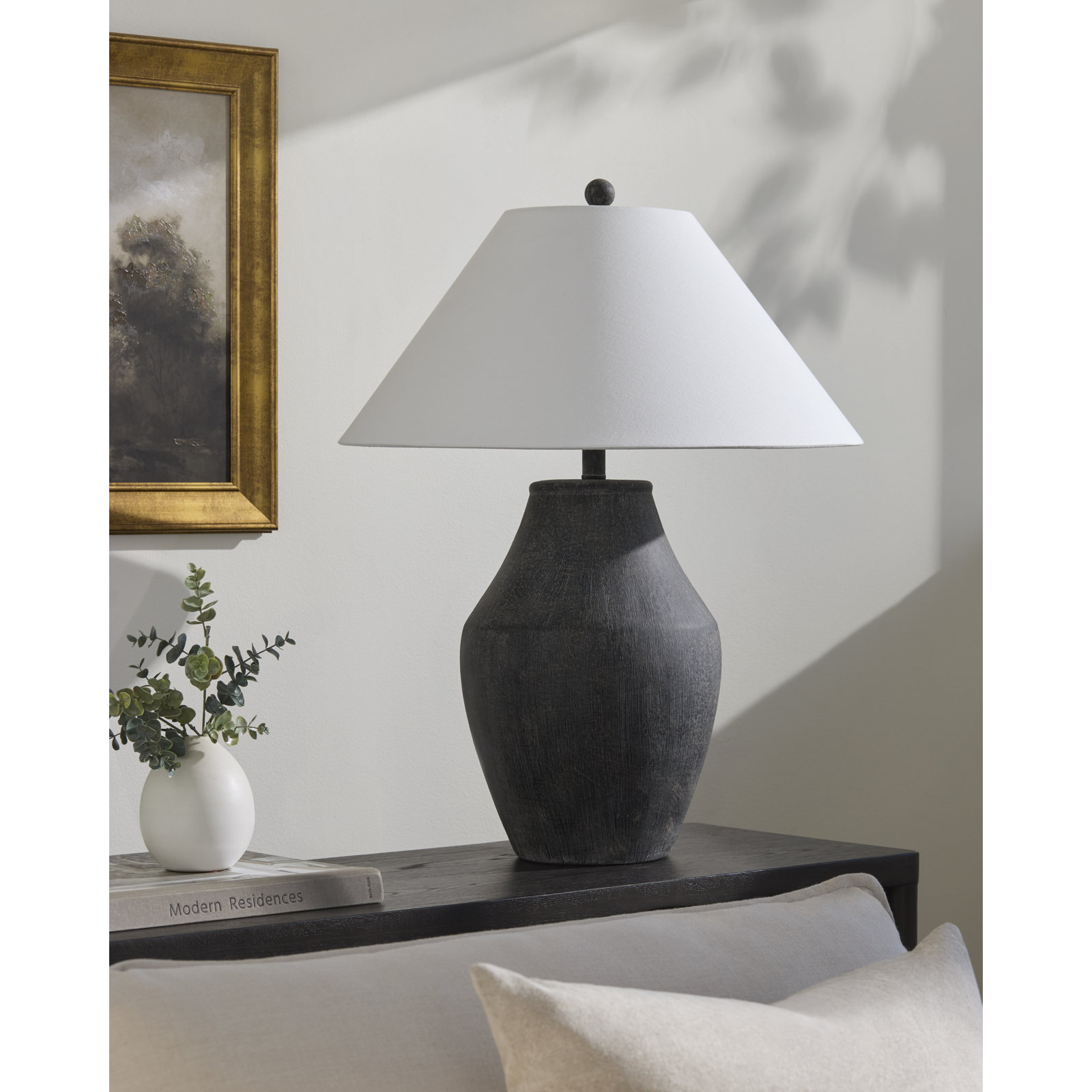 Batavia Ceramic Table Lamp, Black, White