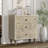  Farmhouse 3 Drawer Home Bedroom Dresser with Embossed Flower Motif Front