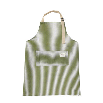 Tablier de cuisine en lin à rayures à rayures avec poches, tablier de cuisine pour homme, 25,6 x 27,6 po, vert