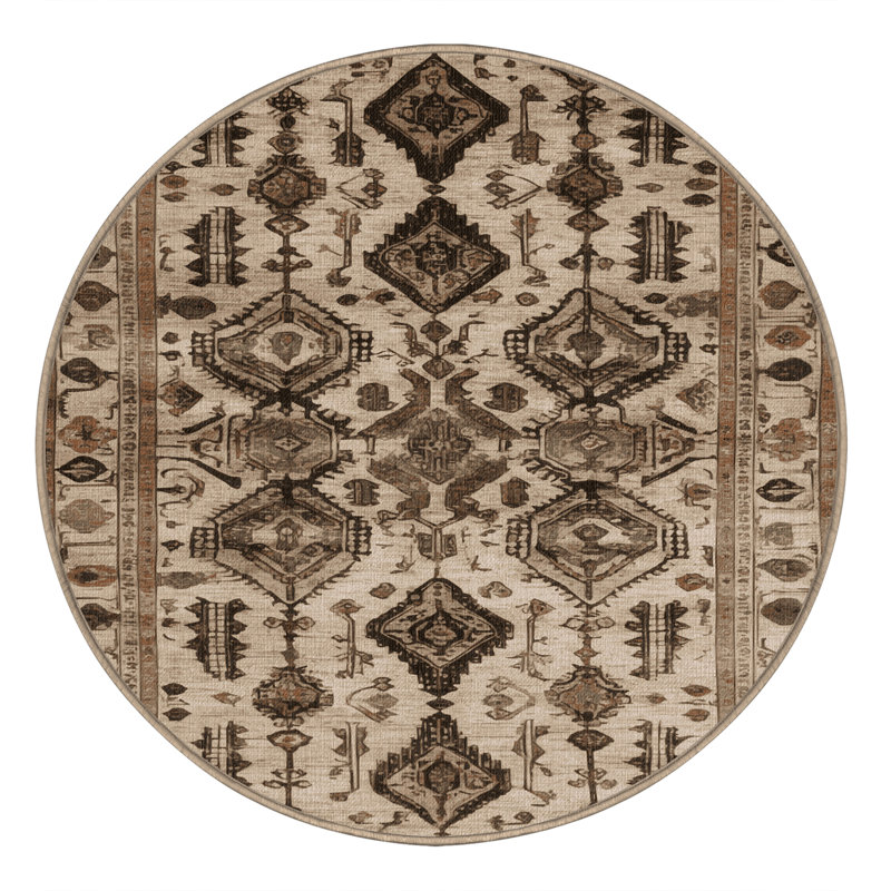 Tapis brun lavable à la machine, Rond 4 pi