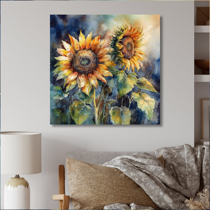 Tournesol jaune symphonie II - tournesol, art mural, H 24 po x l 24 po x P 1 po, Toile tendue