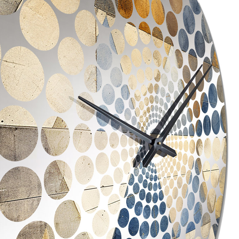 Horloge murale géométrique beige et bleu, Petit