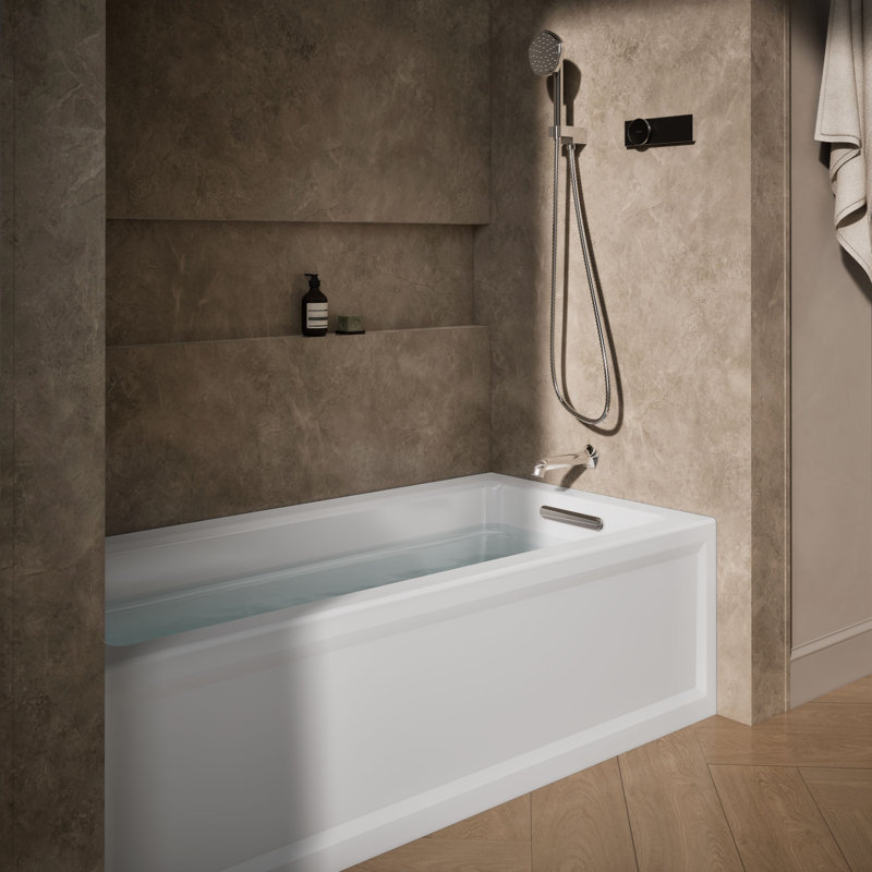 Archer 66" x 32" Soaking Bathtub, White, Right