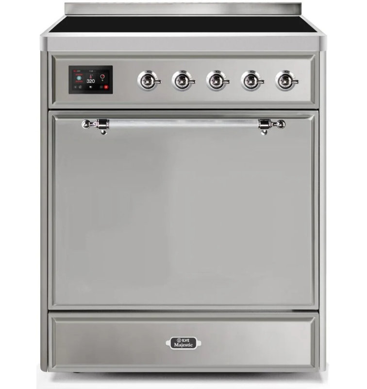 Cuisinière à induction ILVE Majestic II Series 30 po avec 4 éléments à induction (porte pleine), Acier inoxydable / chrome