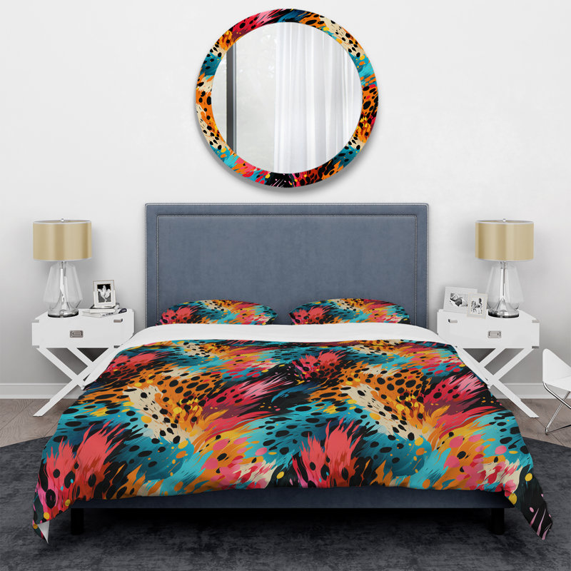 Colorful Neon Jungle Flash - Ensemble de housse de couette géométrique, Housse de couette pour grand lit et 2 taies décor