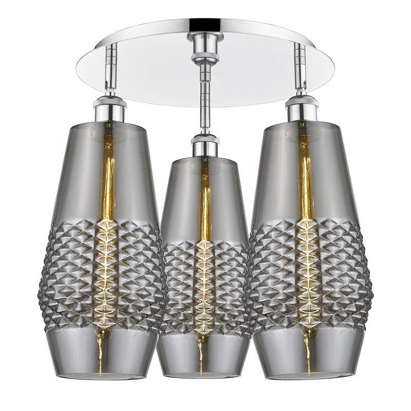 Plafonnier encastré en verre Betsie, Chrome poli, Fumée