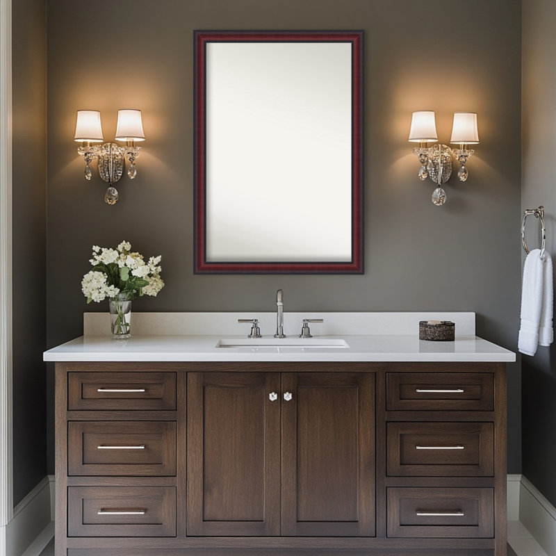 Miroir mural de salle de bain Dalat, 27,75 po x 39,75 po, Cerisier