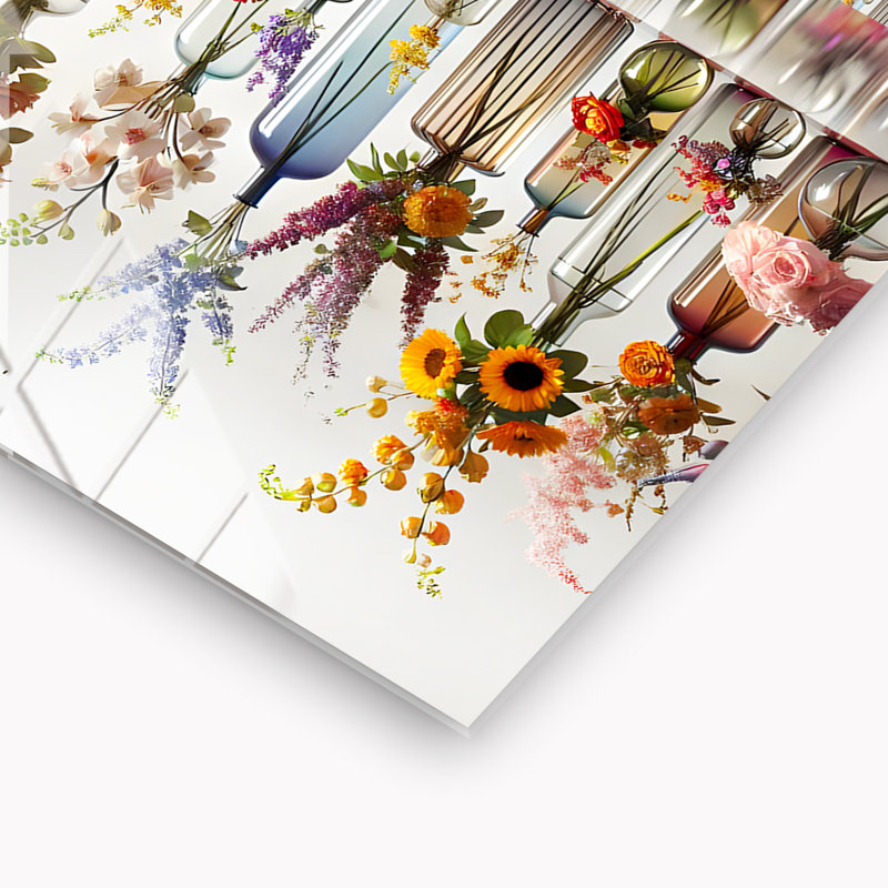 Carreau de dosseret coloré en verre trempé Bloomscape - décoration murale de cuisine, H 30 po x l 36 po x P 0,5 po