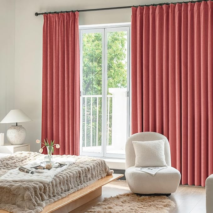 YZ Home Linen Pinch Pleated 100% Blackout Curtains for Bedroom and Living Room Darkening Thermal Window Curtain Drapes with 16pc Hooks(2 pages)