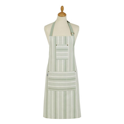 Sage Stripe Striped Cotton Bib Apron