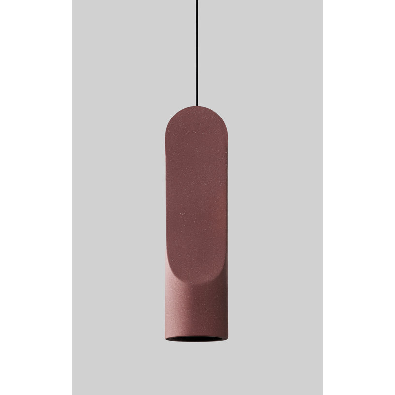 Parga Ceramic Pendant, 12.8" H x 3.5" W x 3.5" D, Burgundy, Yes