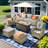 Carolle 9-Piece Outdoor Patio Furniture with fire pit,All-Weather 7-Person Pe Wicker Outdoor Conversation Set, Patio Couch Swivel Rocker Chairs With Solar Powered Coffee Tables For Backyard,Poolside,Deck-453539604-459055618