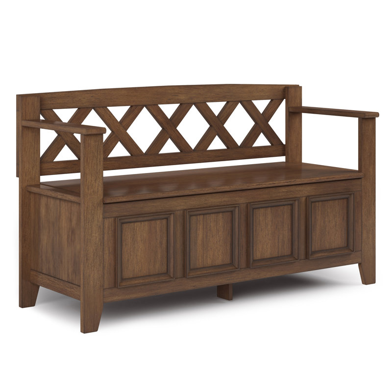Banc de rangement en bois massif pour hall d'entrée, Chêne