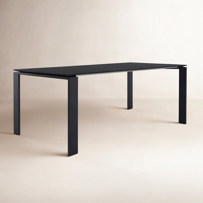 Four Metal Base Dining Table, Black, 28" H x 75" W x 35" D