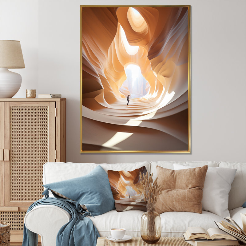 Danse désertique d'Isahak III - reproduction sur toile, H 20 po x l 12 po x P 1 po, Cadre flottant doré