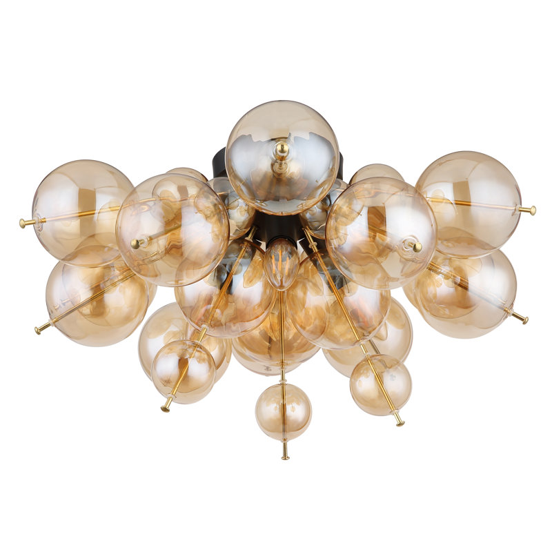 Norvelt Glass Flush Mount, Matte black, Amber