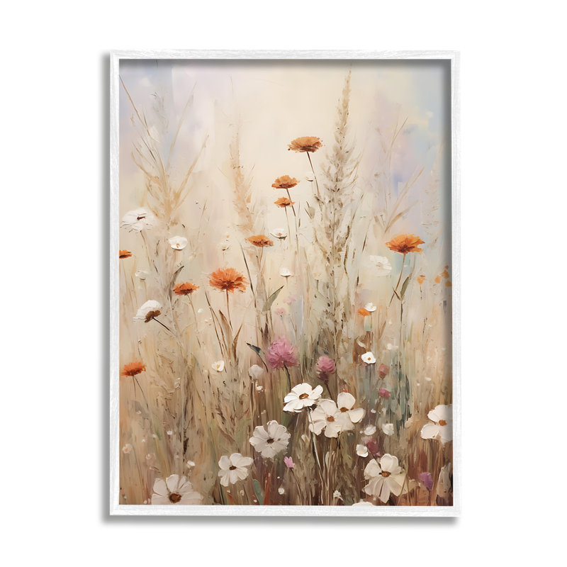 Bb-293 - Peinture de prairie sauvage encadrée, peinture sur bois, Giclée encadrée blanc bord de mer