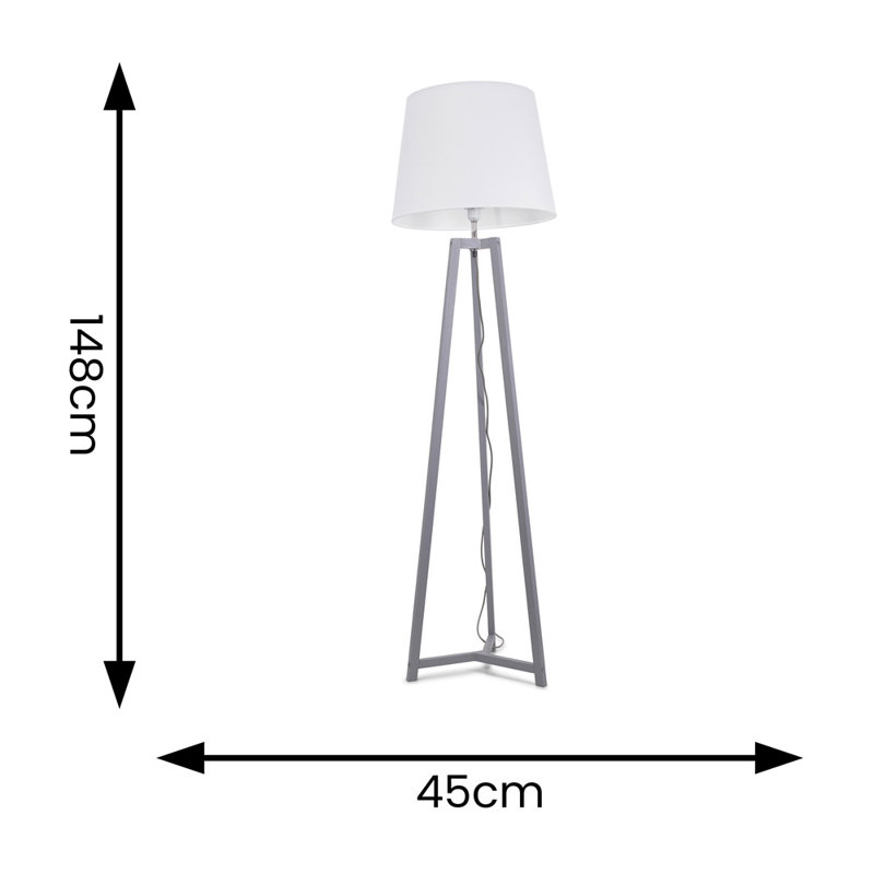 Rhavyn 148cm Traditional Floor Lamp, Matte Grey, White