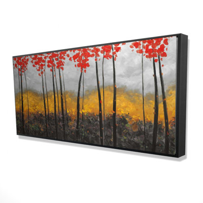 Abstrait arbres d'automne - Toile grise décorative contemporaine